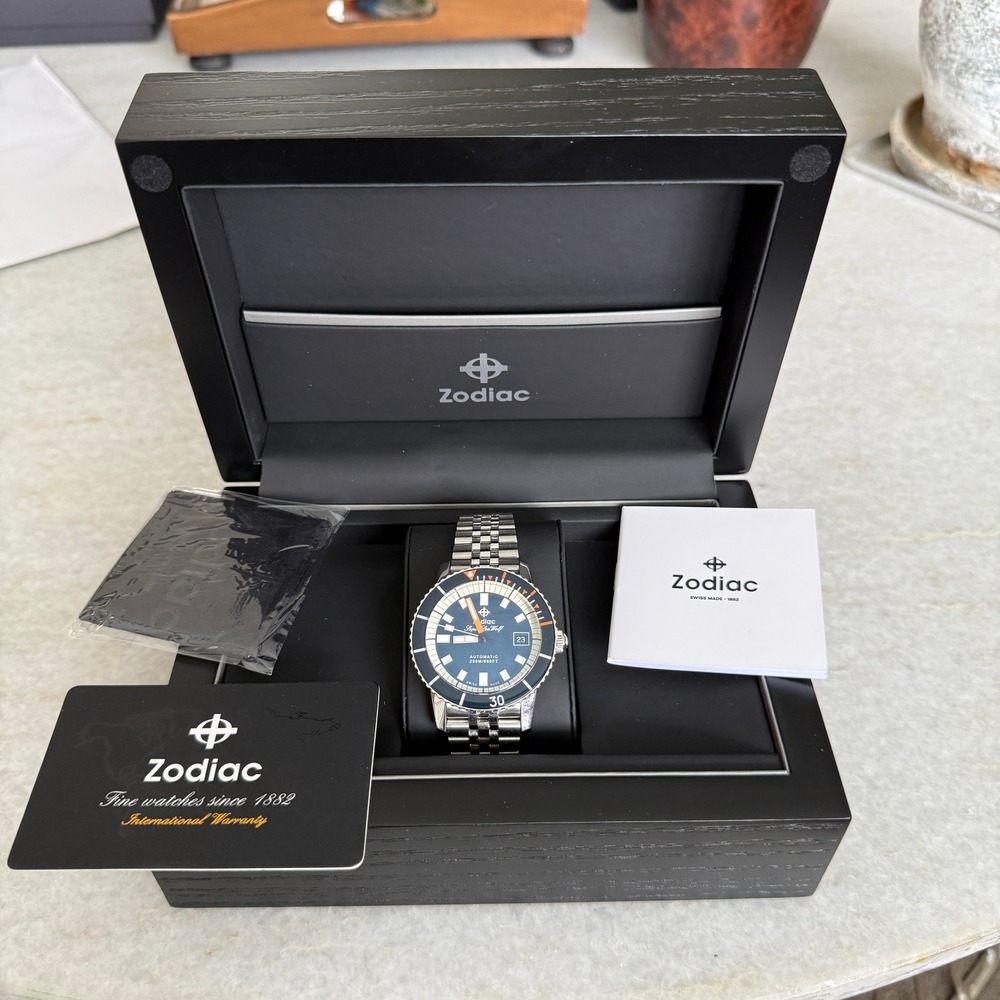 Zodiac Blue and Orange Super Sea Wolf Men's Dive Watch